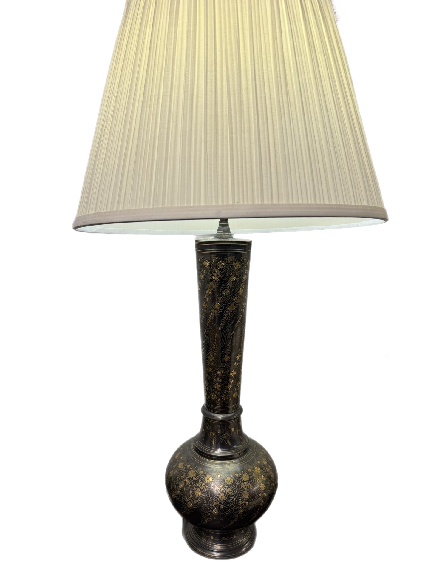 Midcentury Turkish Brass Engraved Lamp PAIR