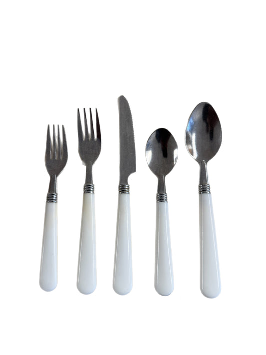 Stainless Steel White Picnic Cutlery Set