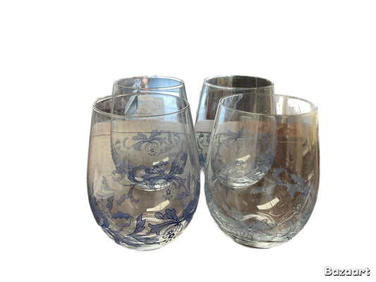 Spode Blue Italian Stemless Wine Glass - Set of 4