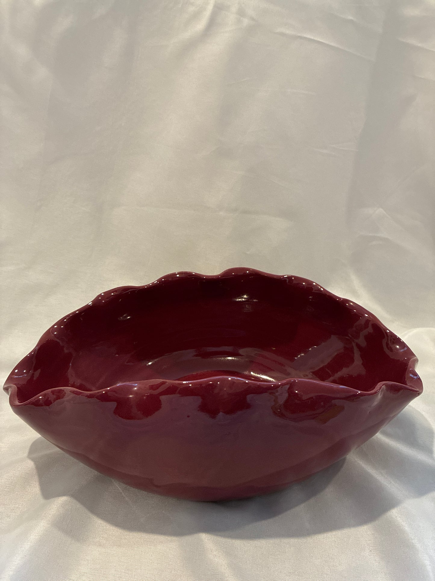 Handmade Glazed Clay Scalloped Bowl