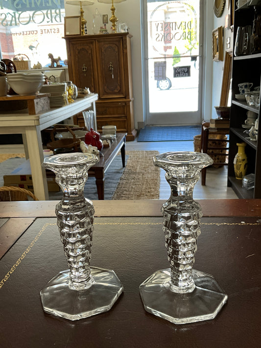 Fostoria American Cubist Candlestick Holders