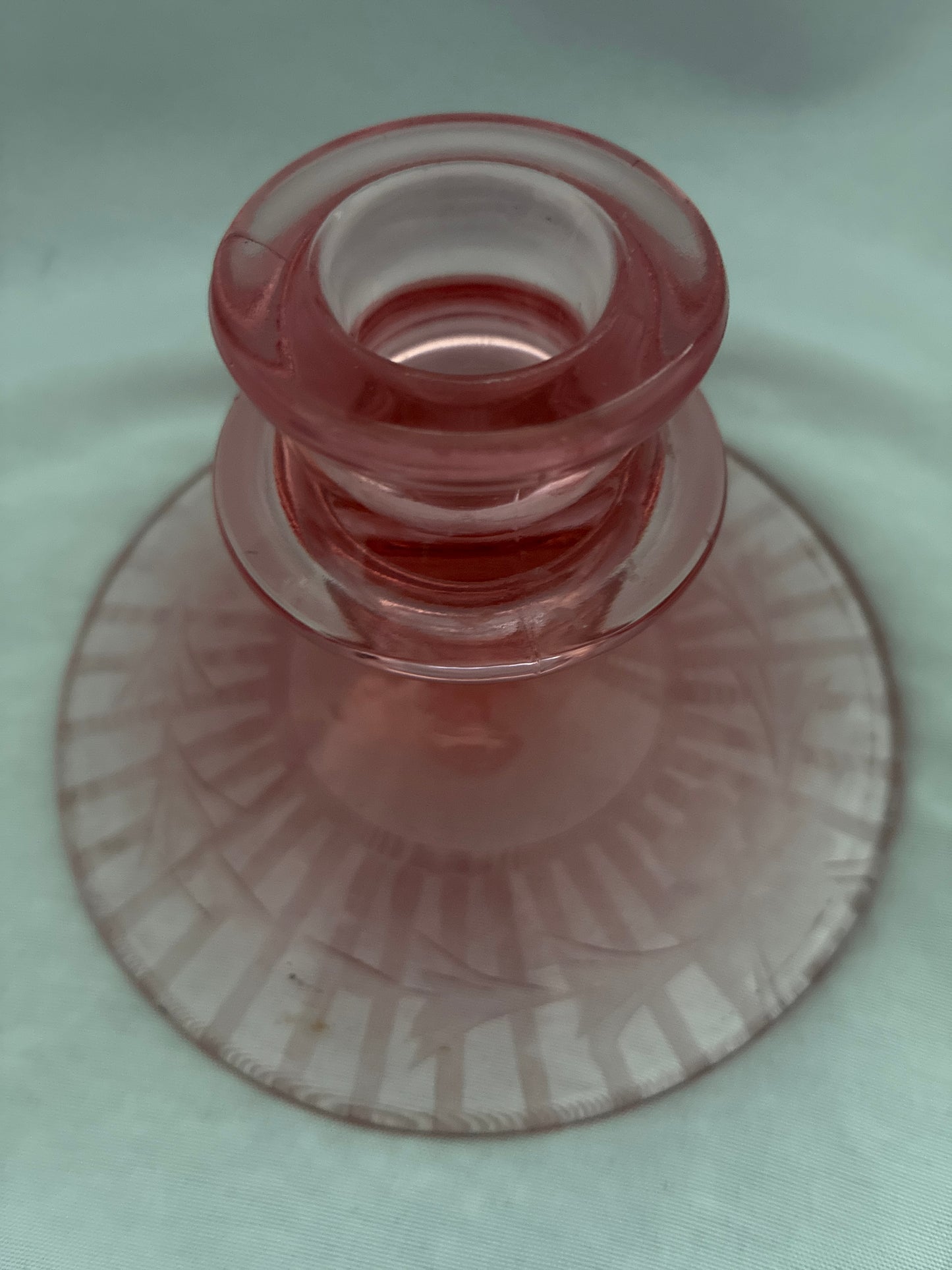 Pink Depression Glass Candlestick Holders - Pair