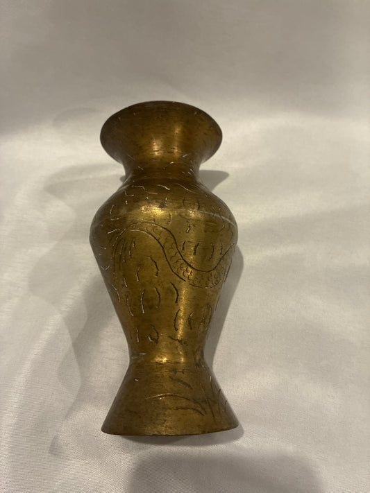 Vintage Etched Brass Vase
